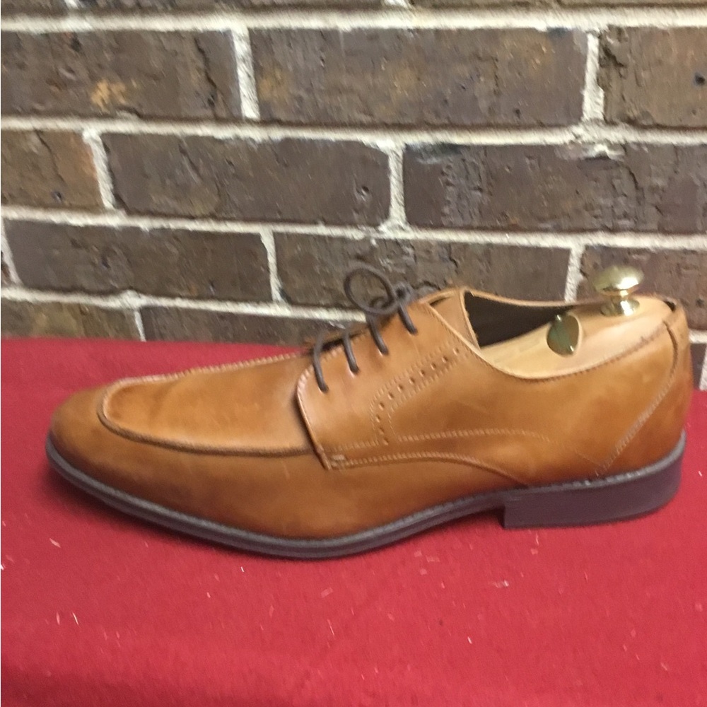 Stacy Adams Cognac Leather Derby Lace-Up Shoes